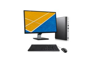 Pack pc de bureau HP EliteDesk 800 G4 DM reconditionné - i5 - 16Go DDR4 - 500Go SSD - Windows 10 + ecran 24"