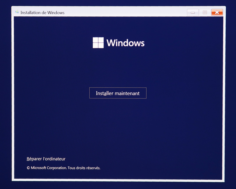 Bouton installation Windows 11