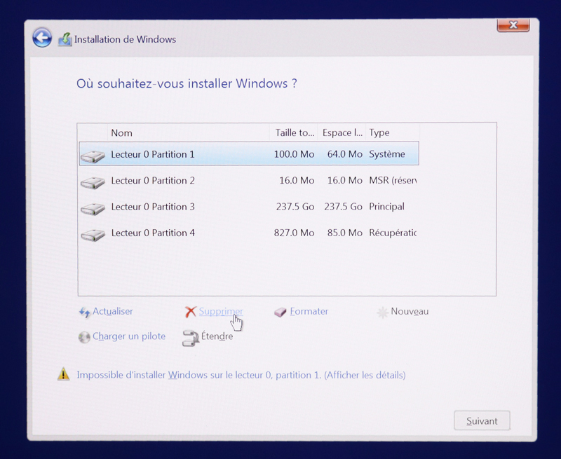 Partitions et installations Windows