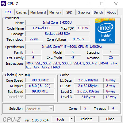 Benchmark CPU-Z HP EliteBook 840 G1