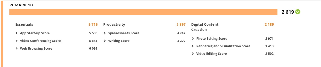 Benchmark PCMARK 10 sur le Lenovo ThinkPad L460